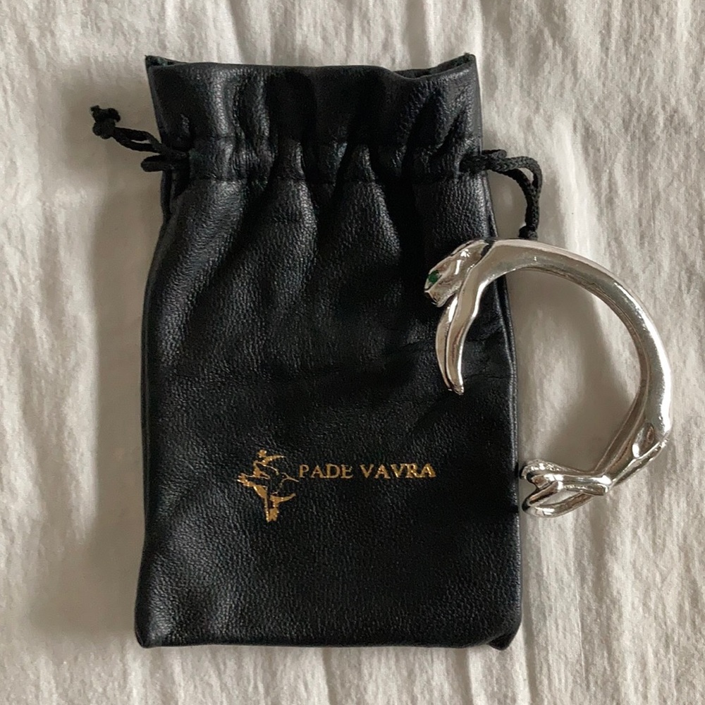 Sterling Padé Vavra panther cuff, emerald eyes
